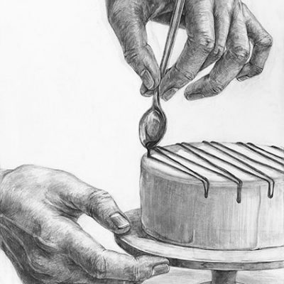 手と「スプーン」を想定してデッサンしなさい。