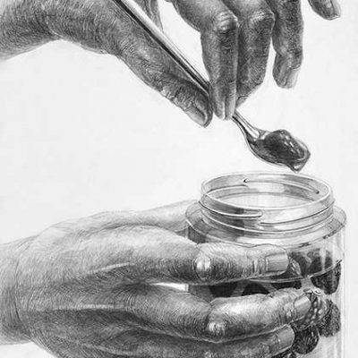 手と「スプーン」を想定してデッサンしなさい。