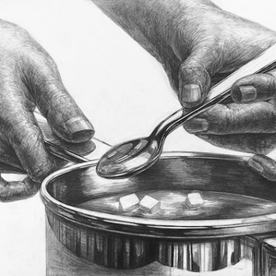 手と「スプーン」を想定してデッサンしなさい。
