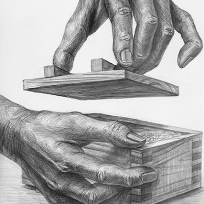 手と「取っ手」を想定してデッサンしなさい。