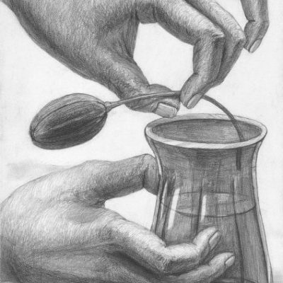 手と「筒」を想定してデッサンしなさい。