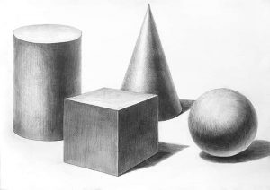 幾何形体のデッサン3ポイント | 幾何石膏を描くコツと参考作品
