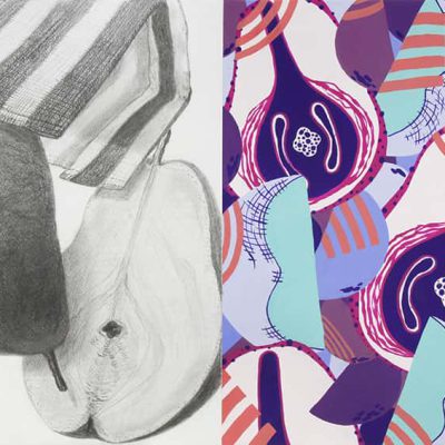 生産デザイン学科テキスタイルデザイン専攻 総合型選抜 デッサン・色彩表現 合格者入試再現作品