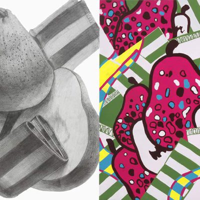 生産デザイン学科テキスタイルデザイン専攻 総合型選抜 デッサン・色彩表現 合格者入試再現作品