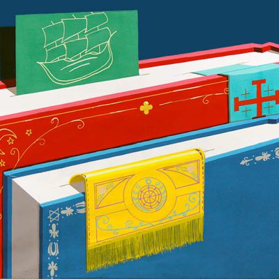 「はる（貼る、張る）」を主たるイメージモチーフとして、美しい色彩構成をしなさい。