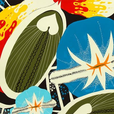 与えられたモチーフ(クルミ・ガラスコップ)を観察し、その特徴と美しさを活かして、自由に色彩構成しなさい。