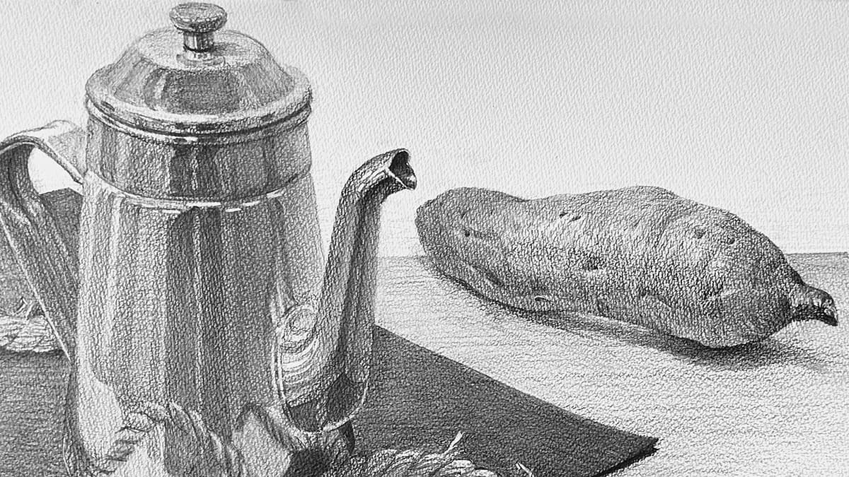色画用紙のある静物:制作プロセス