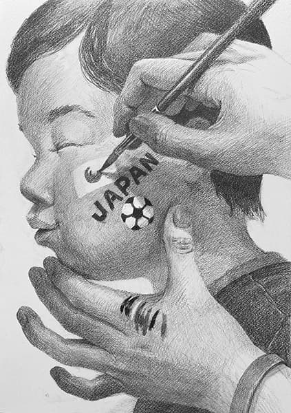 絵を描く両手の作例