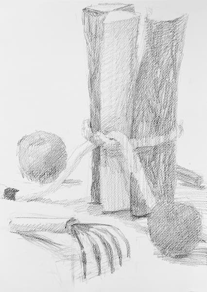 りんごと熊手デッサン2